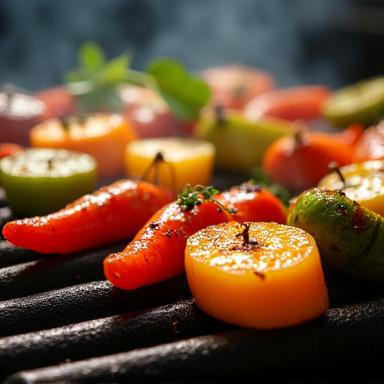 グリルで焼かれた色鮮やかな野菜のクローズアップ